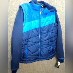 New Youth COLOR-BLOCKED QUILTED VEST WITH FLEECE HOOD & SLEEVE